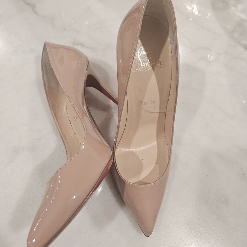 Christian Louboutin Nude Patent Leather Pumps